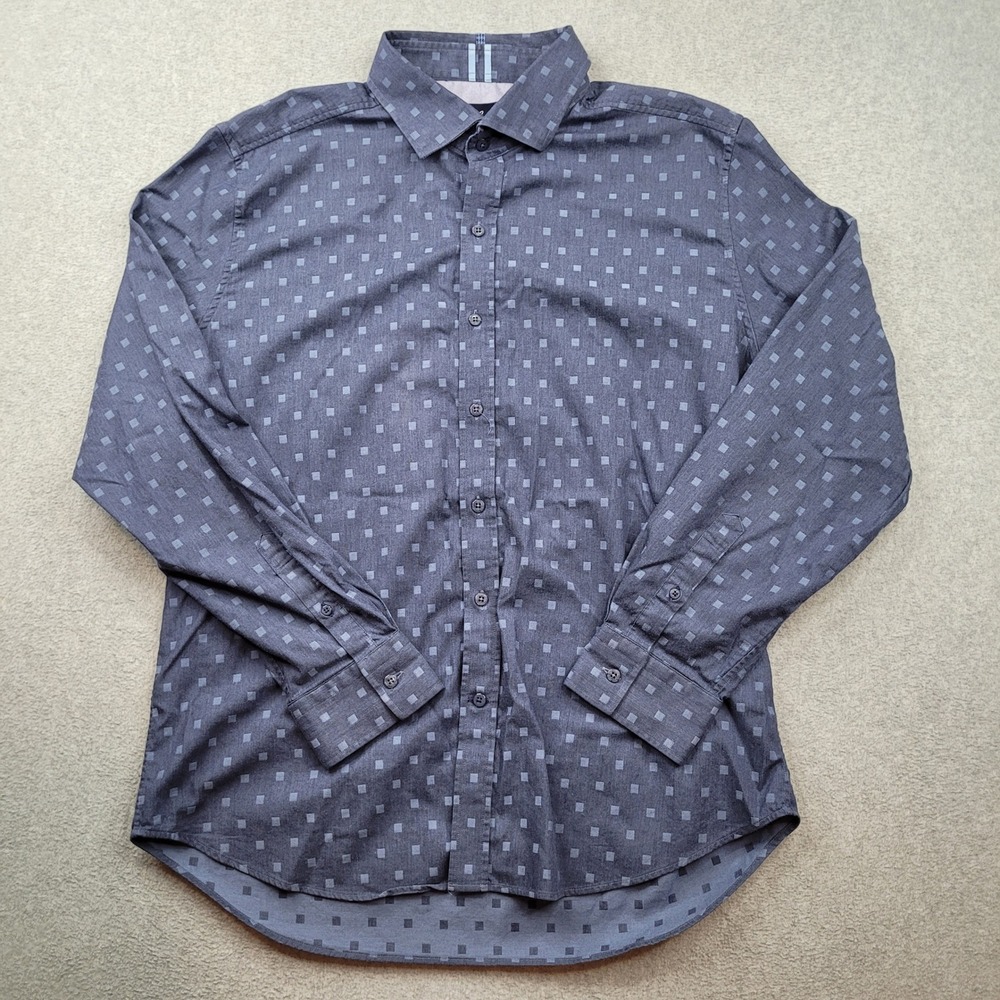 Robert Graham‎ Button Up Shirt Mens 2XL Blue Geometric Square Print Long Sleeve